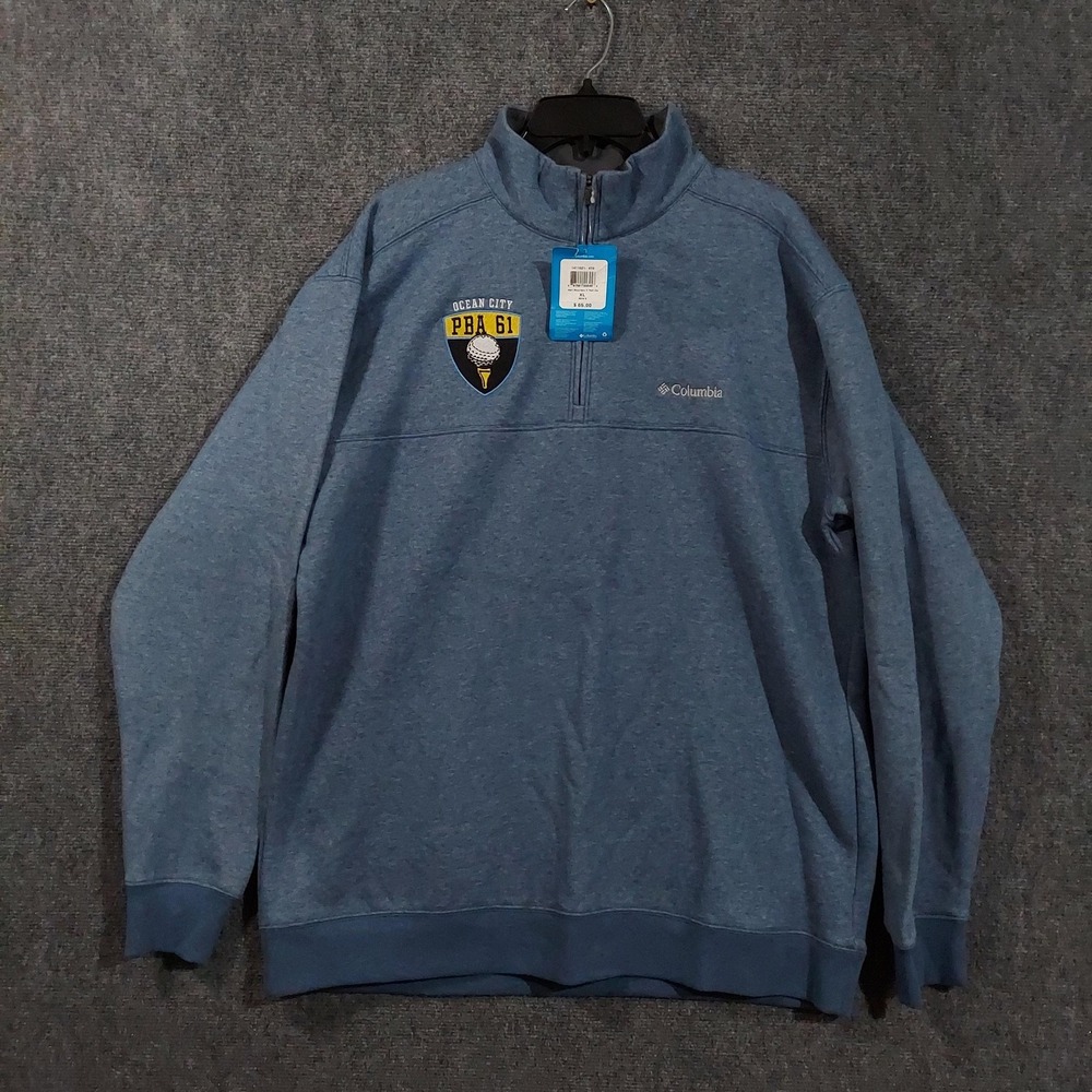 Columbia Hart Mountain II Half‎ Zip Sweatshirt Mens XL Blue Ocean City PBA 61
